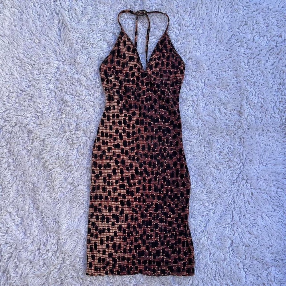 Roberto cavalli midi bodycon halter disco dress